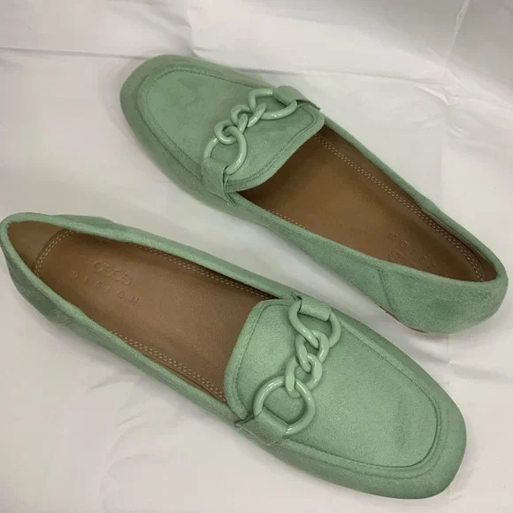 ASOS Design Mint Green Loafers with Chain Detail, size 9 - Picture 10 of 13